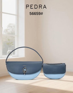 Half-moon / Curved shoulder handbag featuring a dual-tone or monochromatic leather panel design.