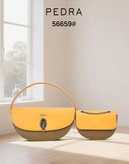 Half-moon / Curved shoulder handbag featuring a dual-tone or monochromatic leather panel design.