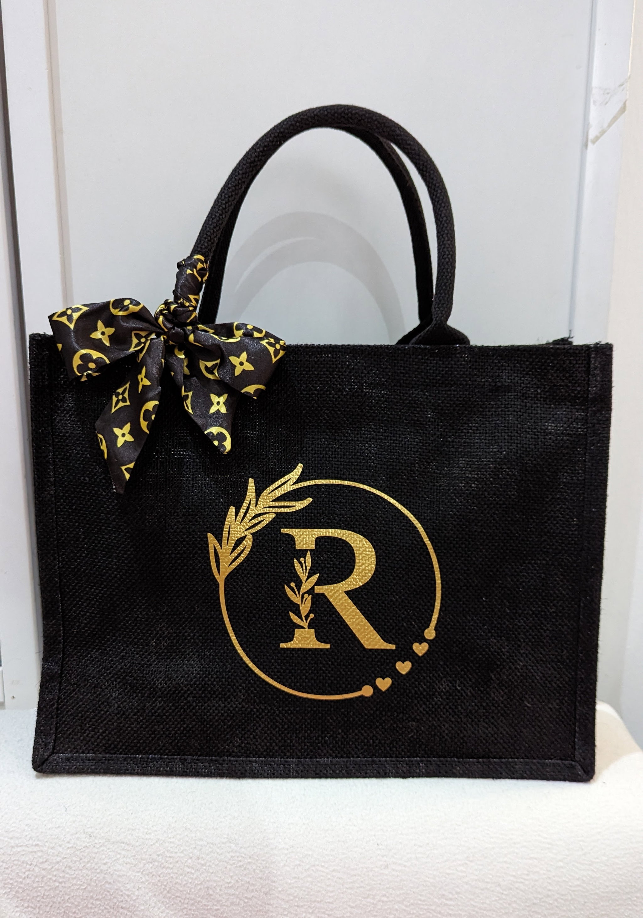 BLACK Jute Bag with Zipper_1