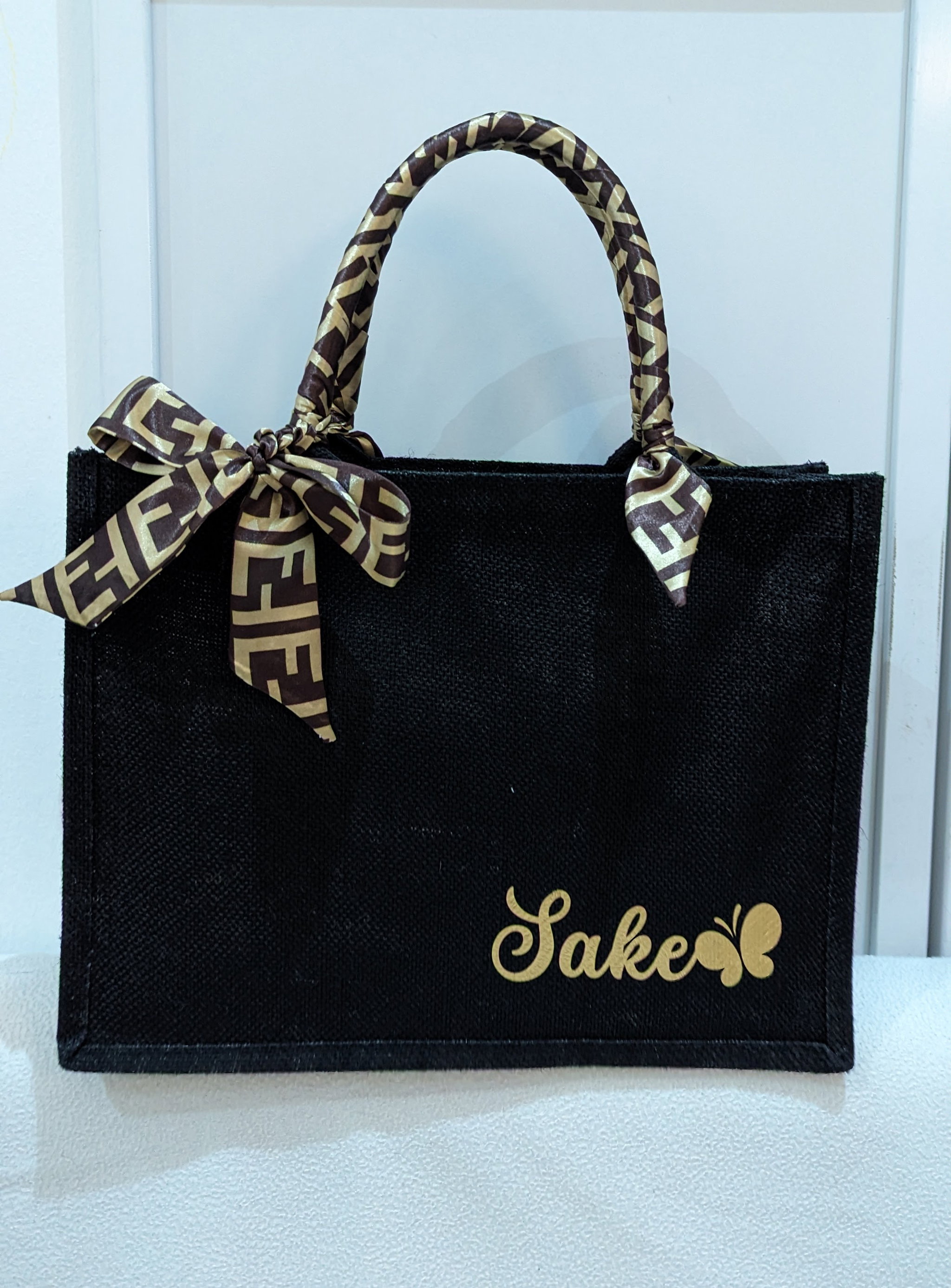 BLACK Jute Bag with Zipper_3