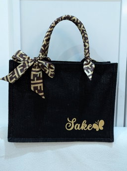 BLACK Jute Bag with Zipper