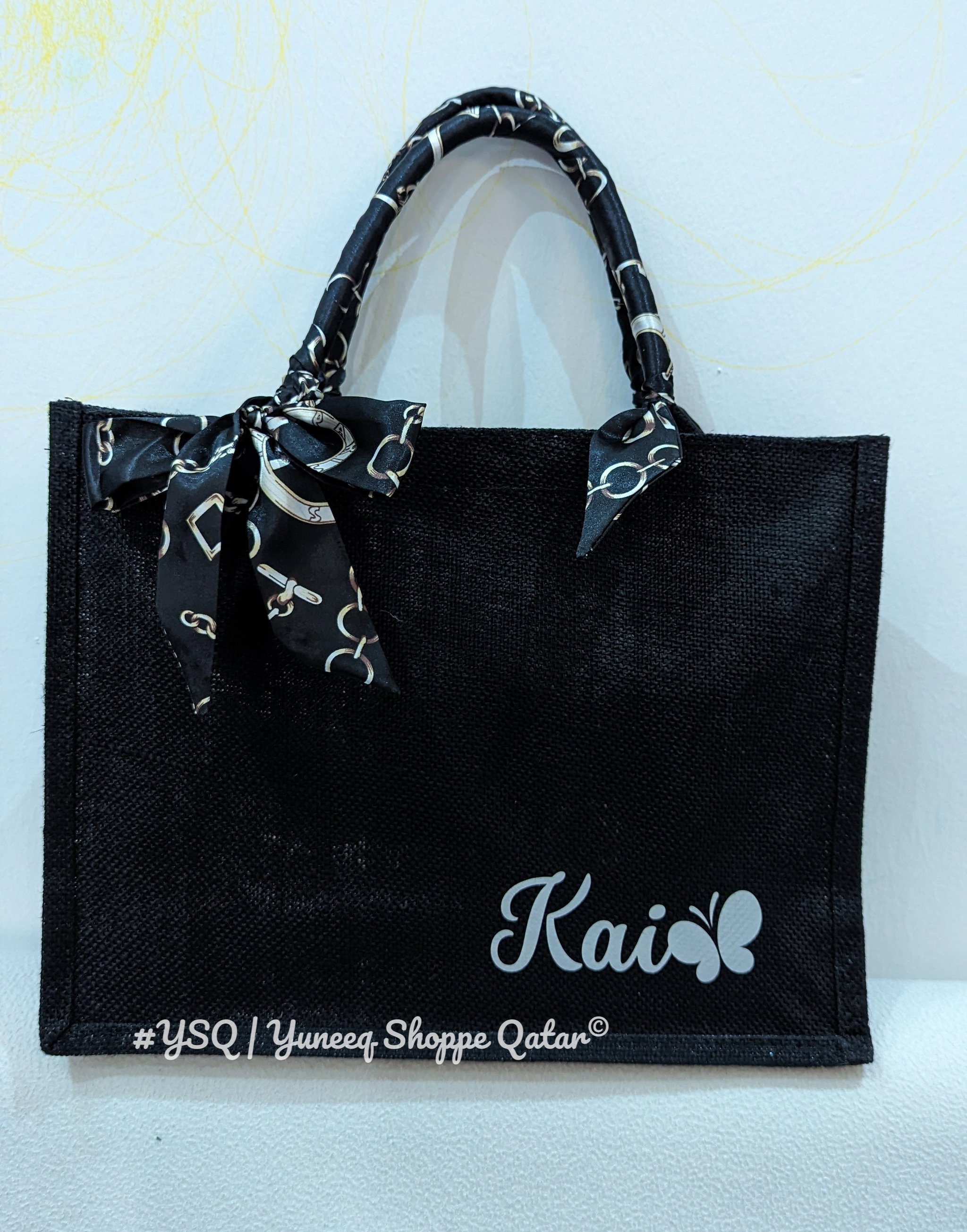 BLACK Jute Bag with Zipper_4