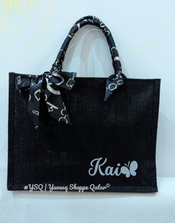 BLACK Jute Bag with Zipper