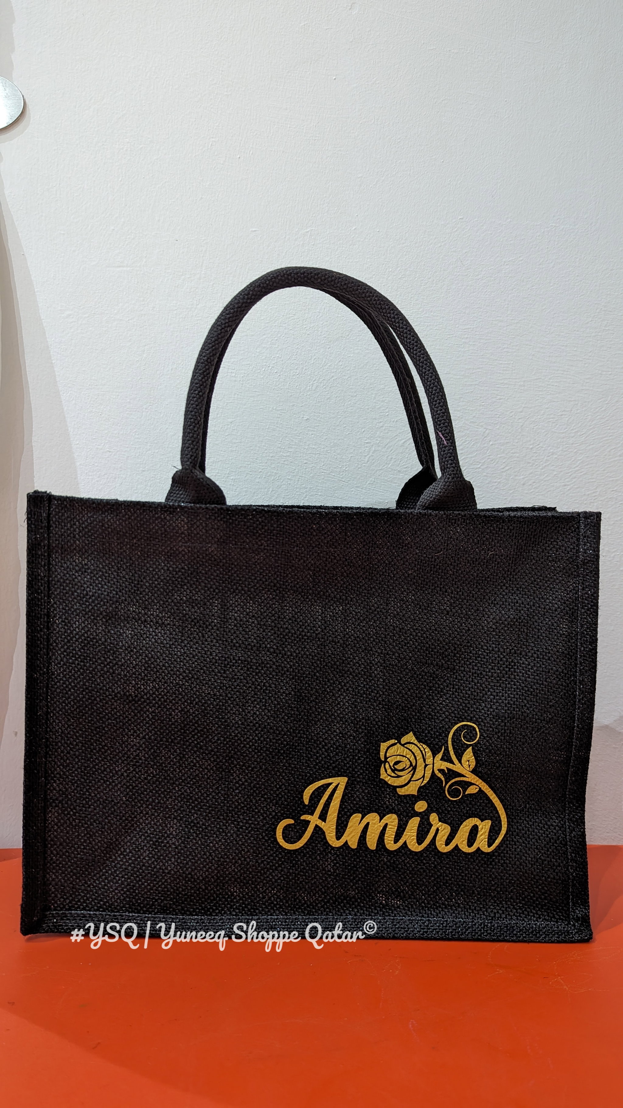 BLACK Jute Bag with Zipper_5