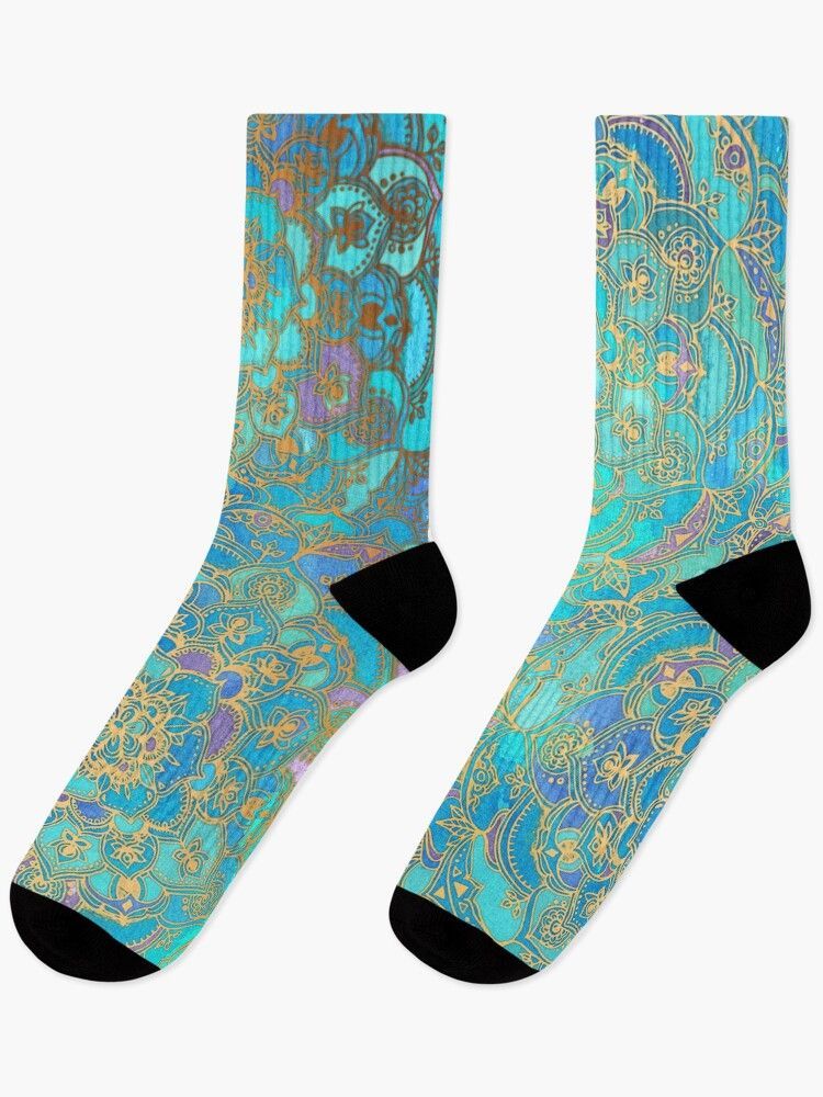 Sapphire & Jade Stained Glass Mandalas Socks