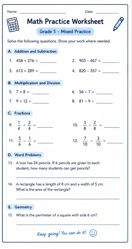 Math Workssheet