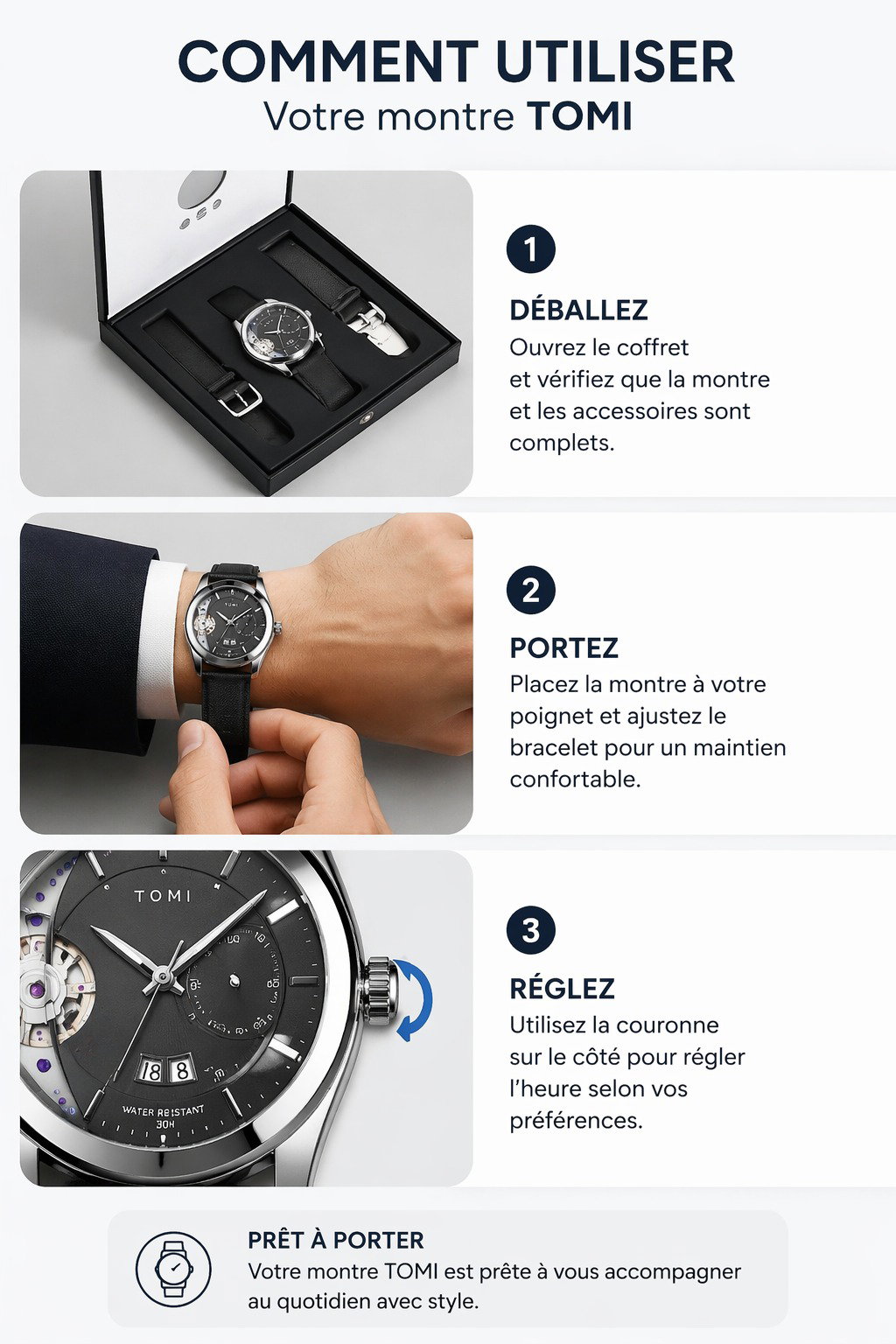 Montre Homme TOMI Élégante avec Bracelets Interchangeables – Coffret Cadeau_1