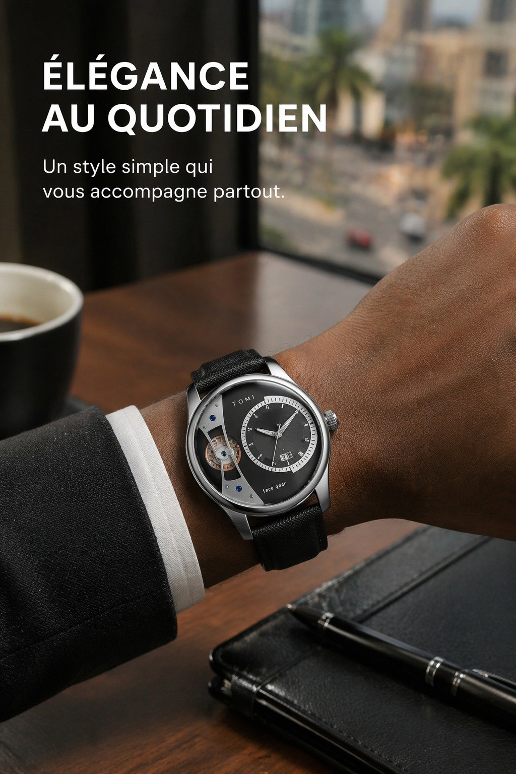 Montre Homme TOMI Élégante avec Bracelets Interchangeables – Coffret Cadeau_3