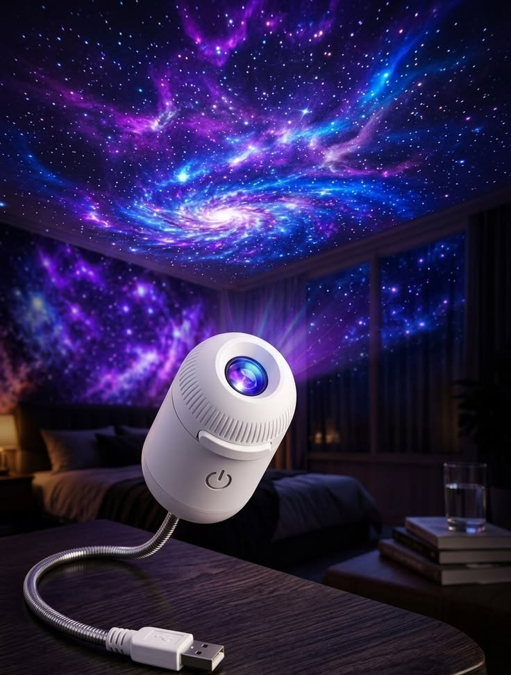 Starglow Galaxy Star Projector Lamp (360° Rotating with Remote