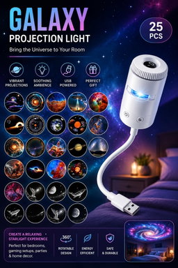 Starglow Galaxy Star Projector Lamp (360° Rotating with Remote