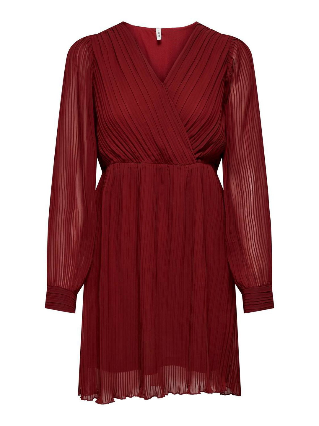 long-sleeve pleated wrap mini dress 