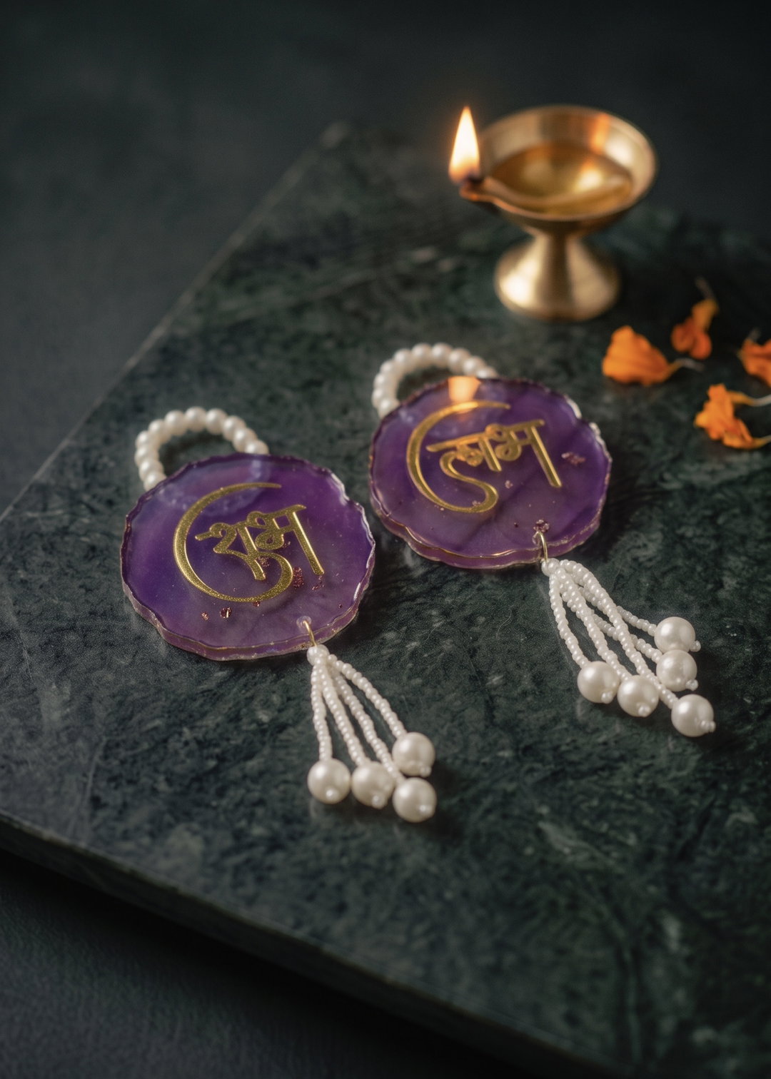 Traditional Shubh Labh Hanging Latkans - Small (Purple)