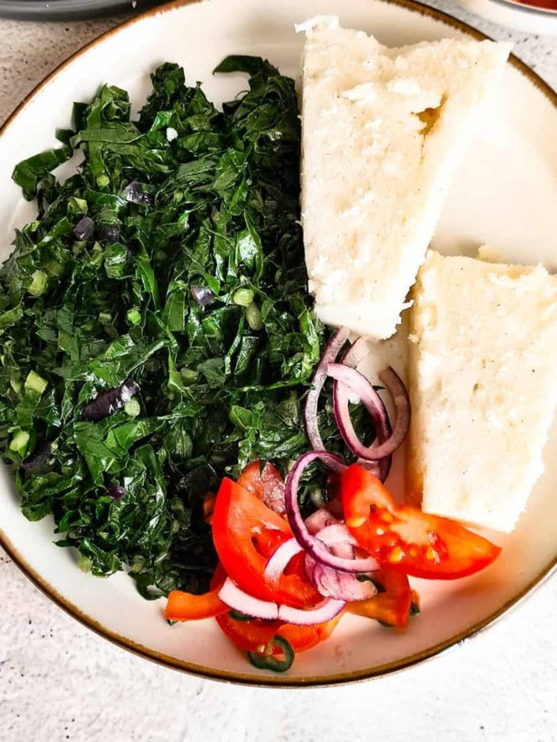 Ugali + sukuma/Cabbage