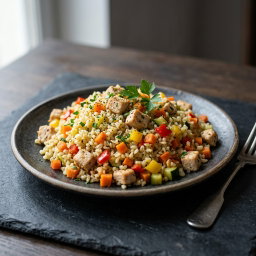 Булгур с курицей и миксом овощей, заказ от 4 порций