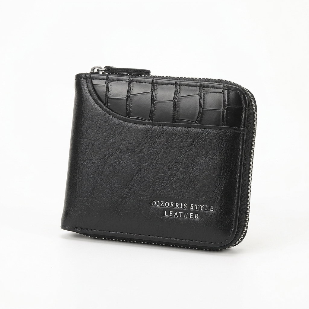 Premium Short Style Leather Men's Wallet - Zipper Coin Pocket, RFID & Multi-Card Holder_6