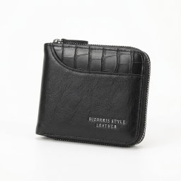 Premium Short Style Leather Men's Wallet - Zipper Coin Pocket, RFID & Multi-Card Holder