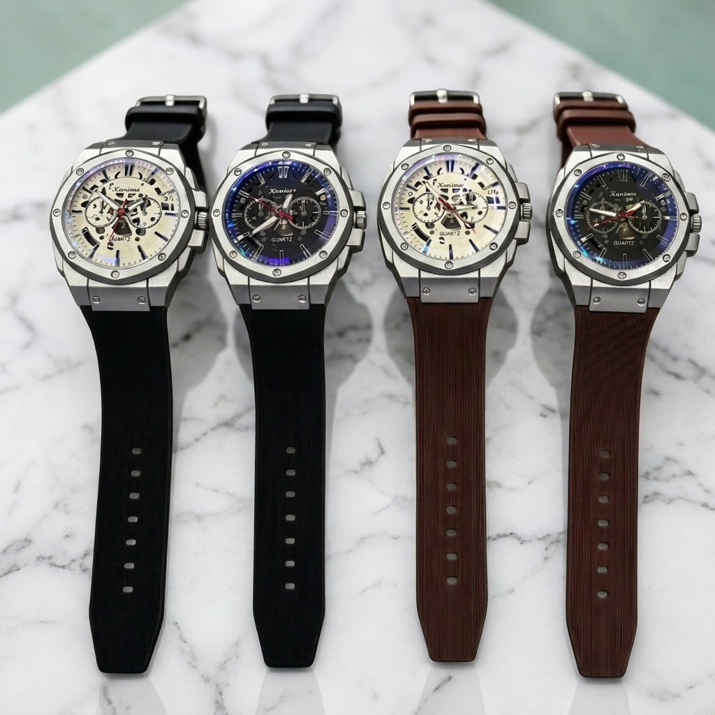Kanima Men's Quartz Skeleton Luxury Watch.