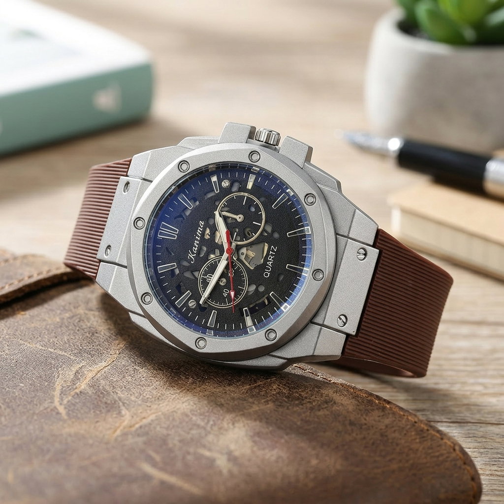 Kanima Men's Quartz Skeleton Luxury Watch._4