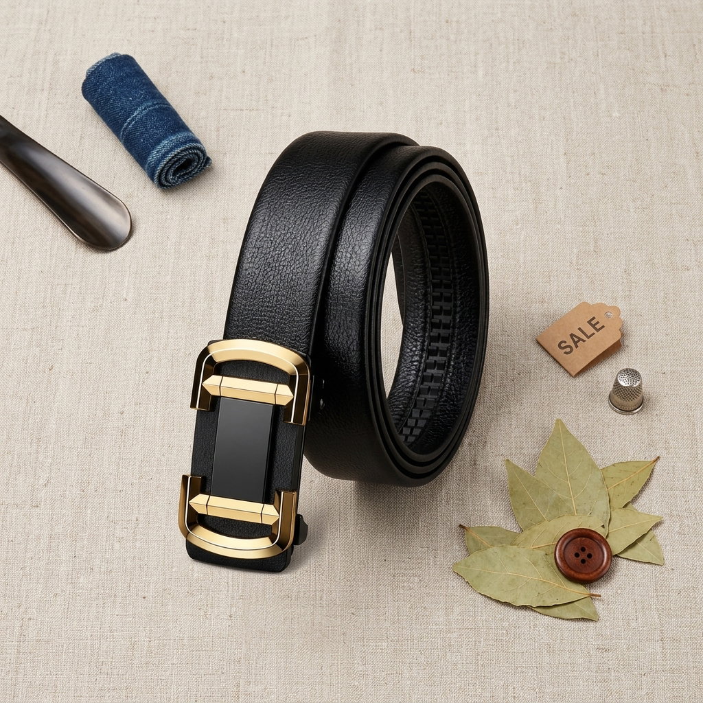 New Genuine Men's PU Belt Luxury Brand Automatic Buckle Soft Belt Work Pants Denim Belt Business Fashion_1