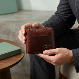 Premium Short Style Leather Men's Wallet - Zipper Coin Pocket, RFID & Multi-Card Holder