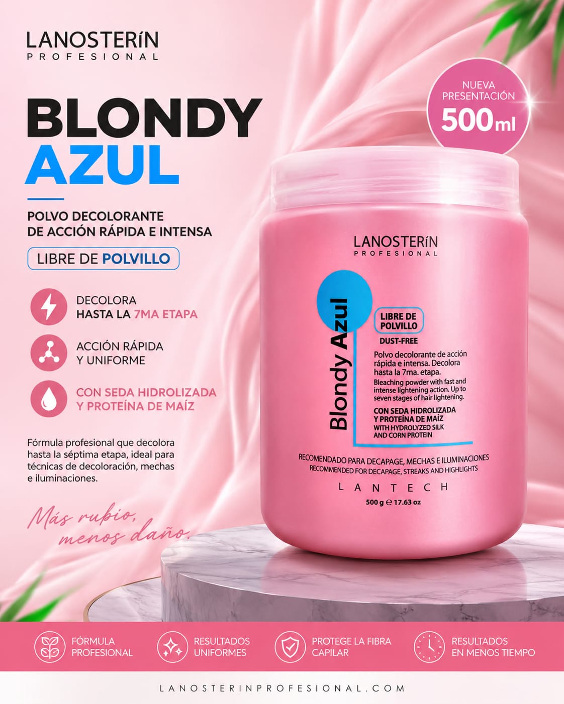 Blondy azul polvo Decolorante 500ml