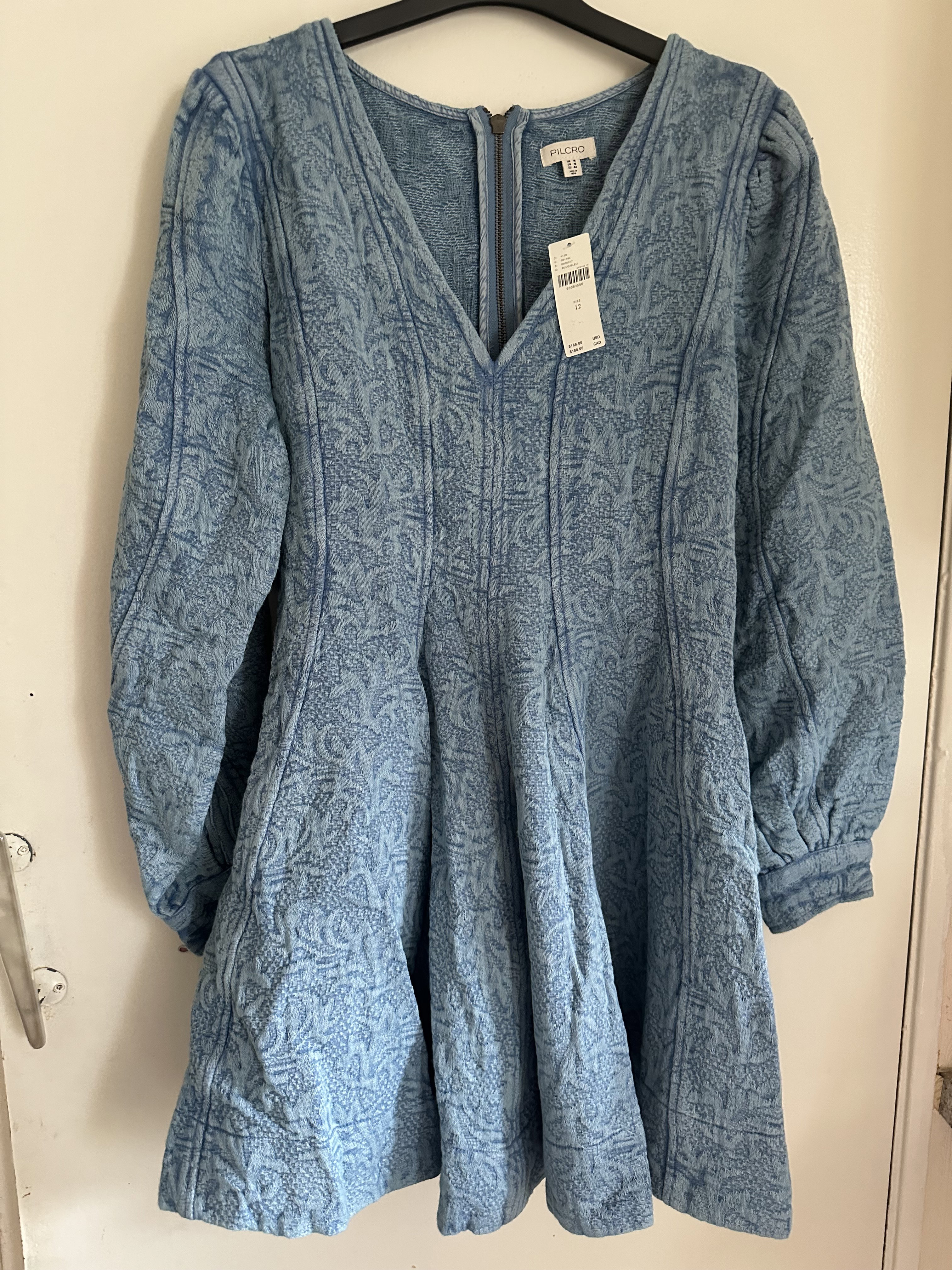 Anthropologie Pilcro Long-Sleeved Textured Mini Fit & Flare Dress_5