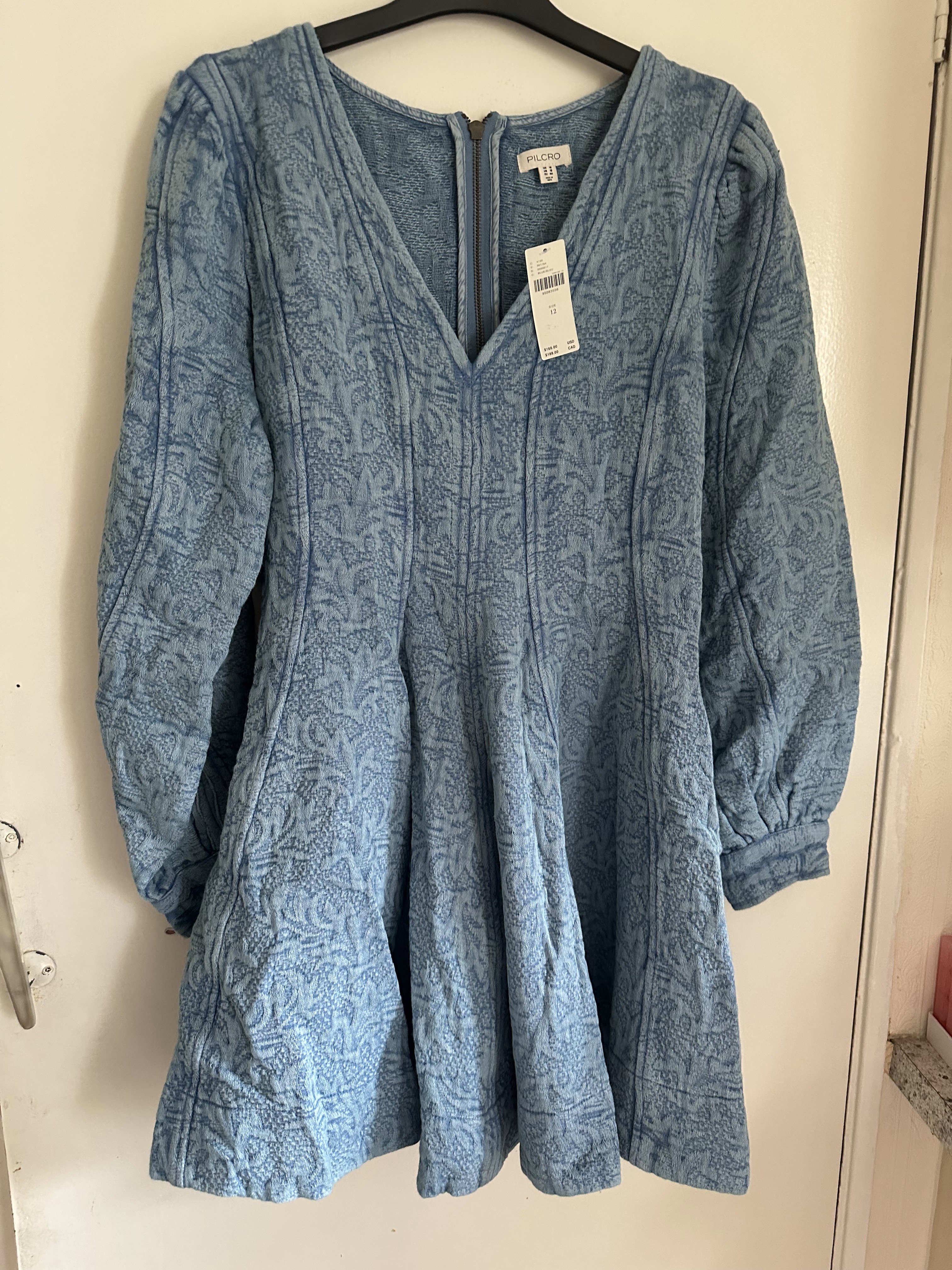 Anthropologie Pilcro Long-Sleeved Textured Mini Fit & Flare Dress_4