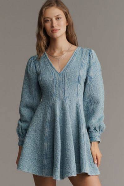 Anthropologie Pilcro Long-Sleeved Textured Mini Fit & Flare Dress