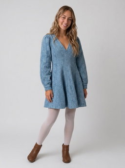 Anthropologie Pilcro Long-Sleeved Textured Mini Fit & Flare Dress