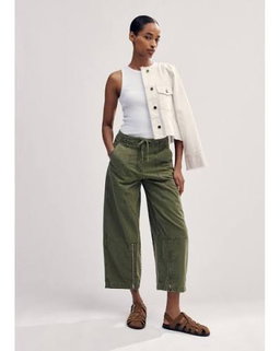 ME+EM Khaki Convertible Crop Trousers 