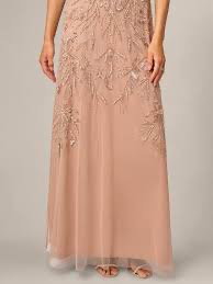 Adrianna Papell Beaded Mesh Maxi Dress Rose Gold _2