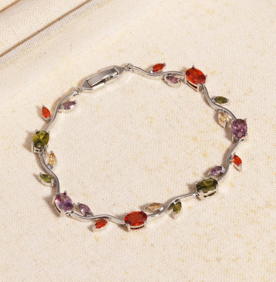 Viral Tulip Multi Diamonds Silver - Bracelet