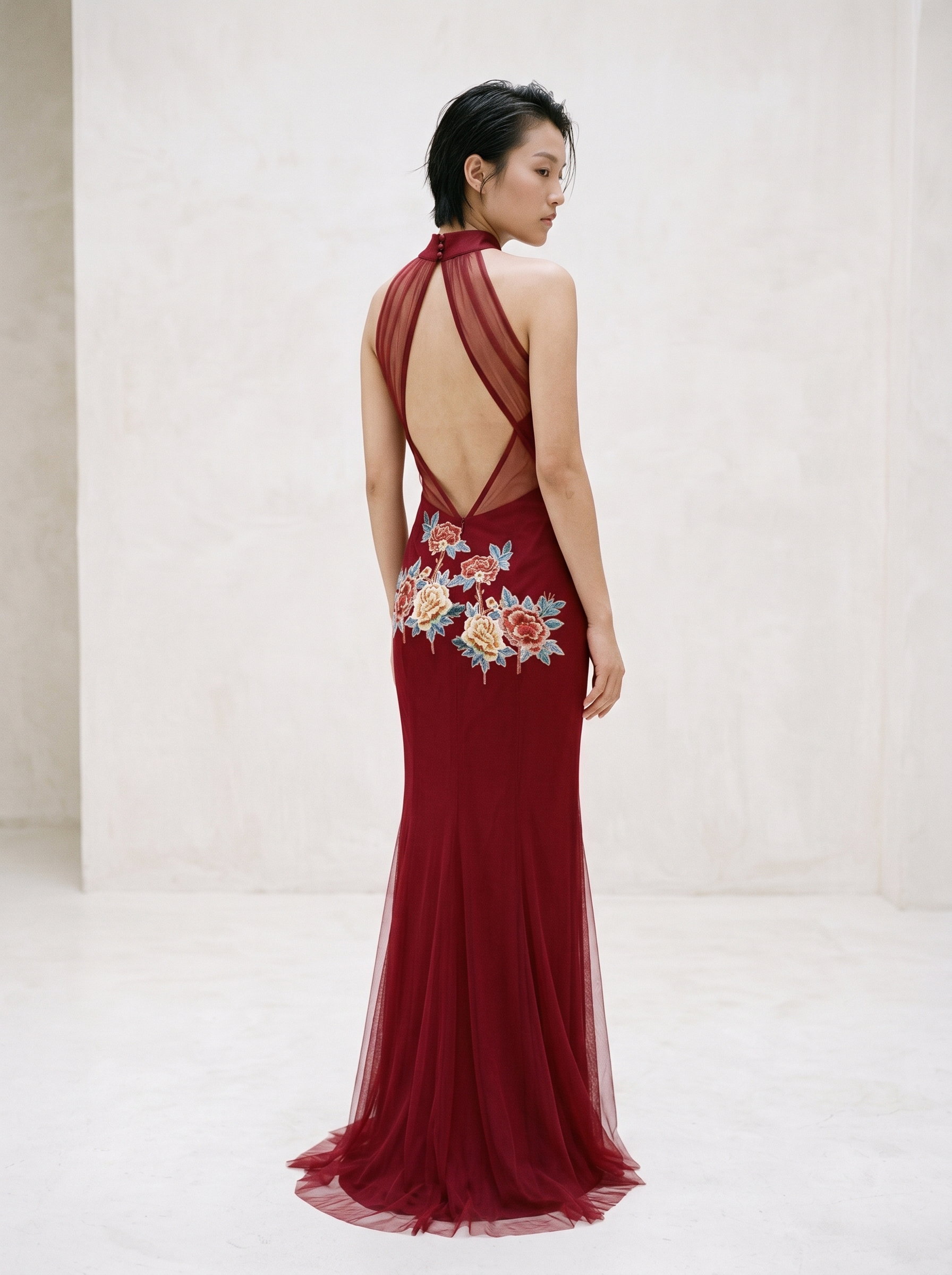 Burgundy Cheongsam _3