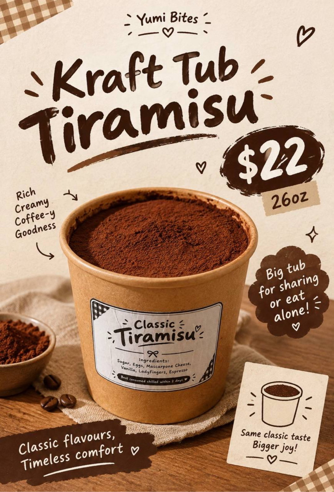 26oz Tiramisu (Kraft Tub)