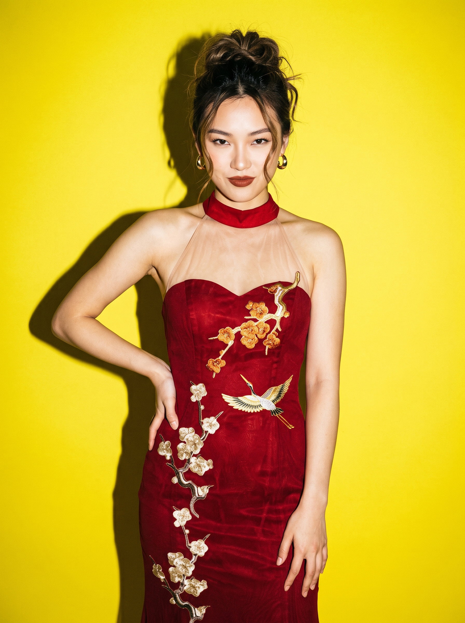 Burgundy Cheongsam _2