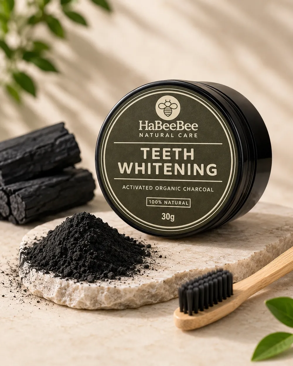 HaBeeBee Bamboo Charcoal Teeth Whitening Powder
