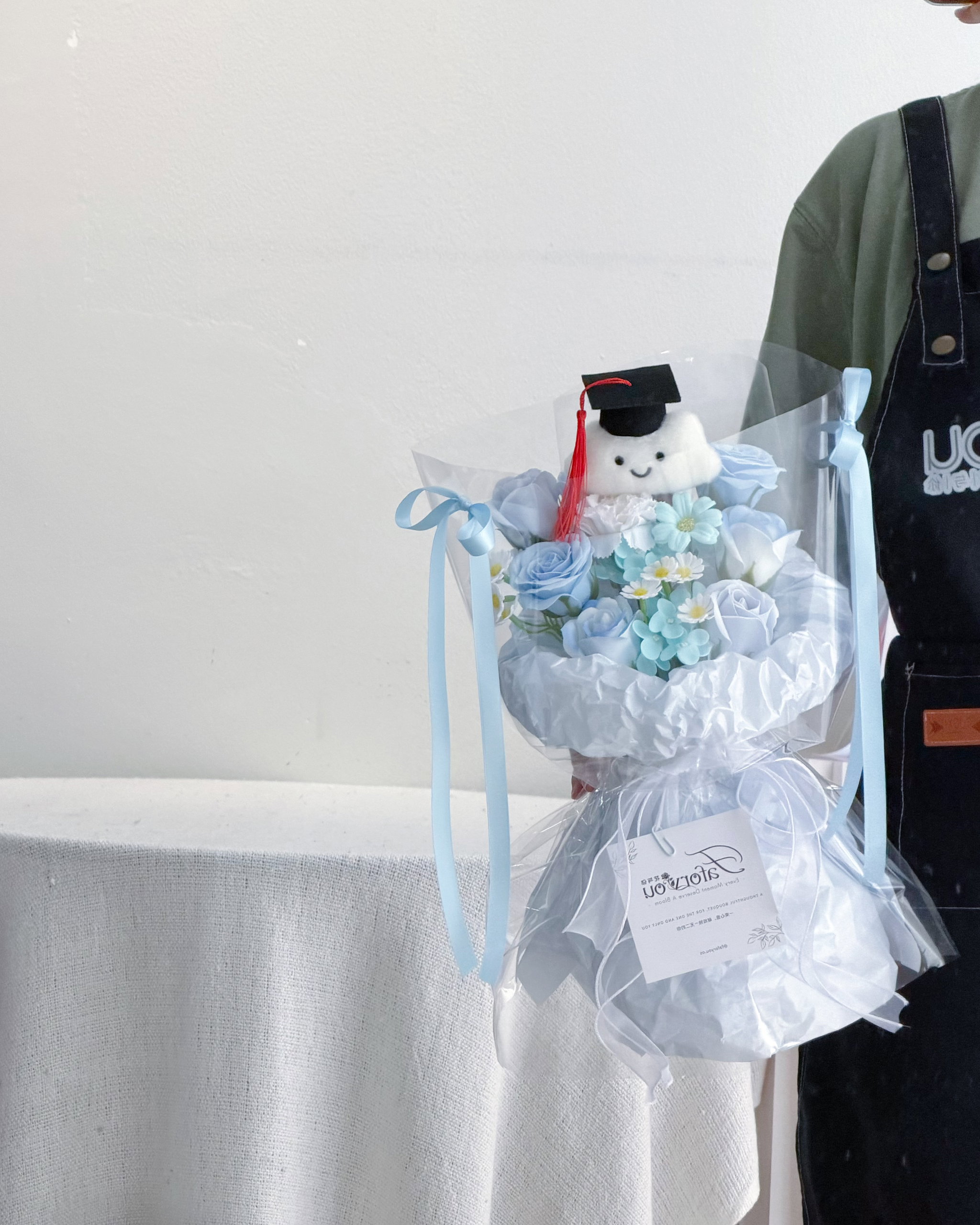 (GC002) Graduation Cloud Doll Soap Flower Bouquet  _0