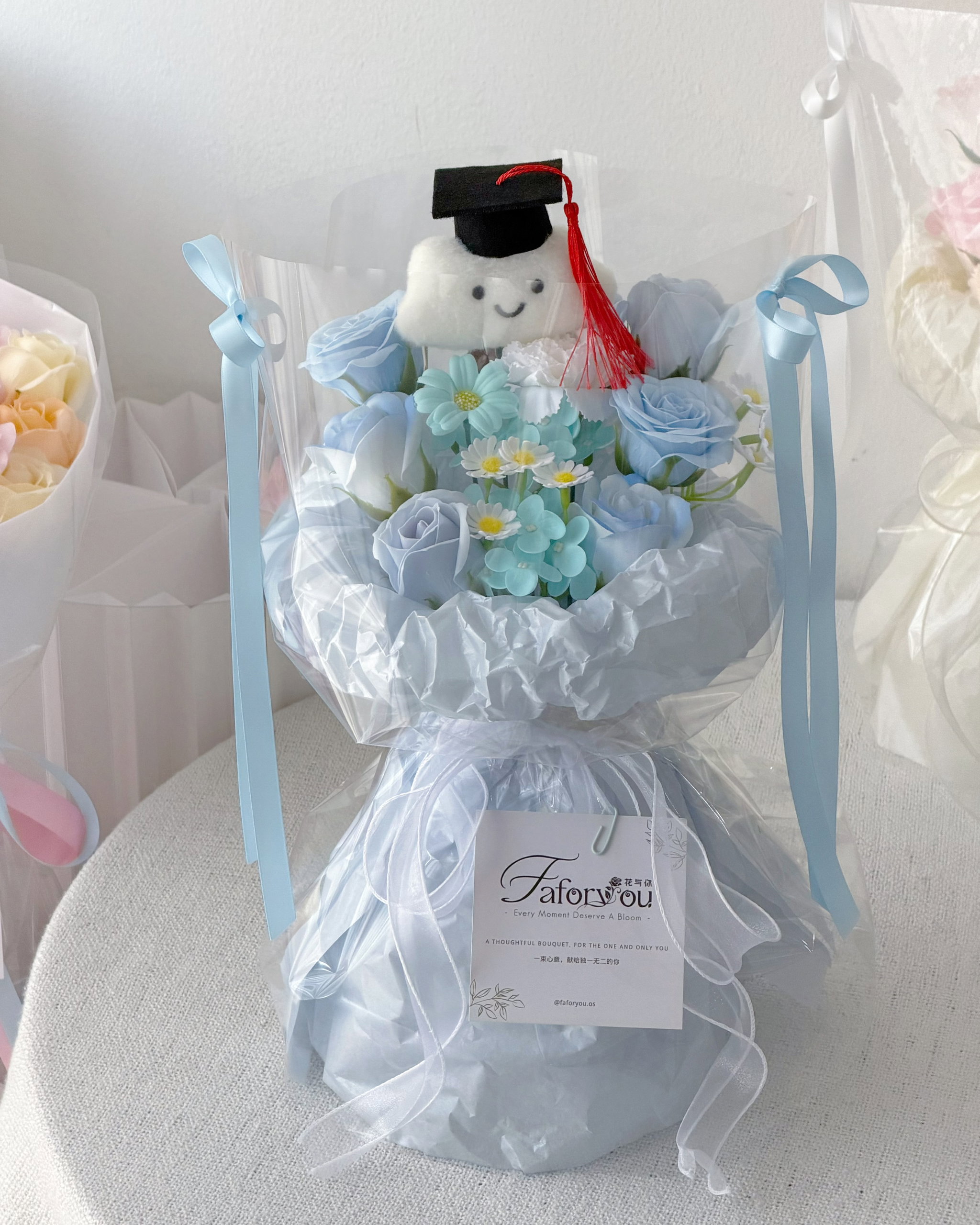 (GC002) Graduation Cloud Doll Soap Flower Bouquet  _2
