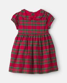 Baby Girl Holiday Plaid Short-Sleeve Dress - Red