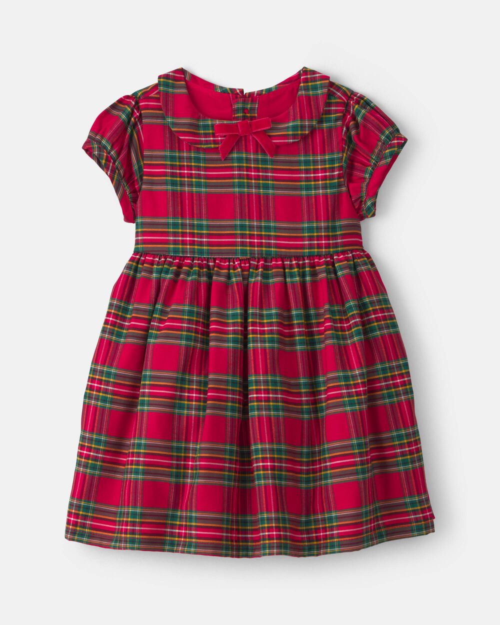 Baby Girl Holiday Plaid Short-Sleeve Dress - Red