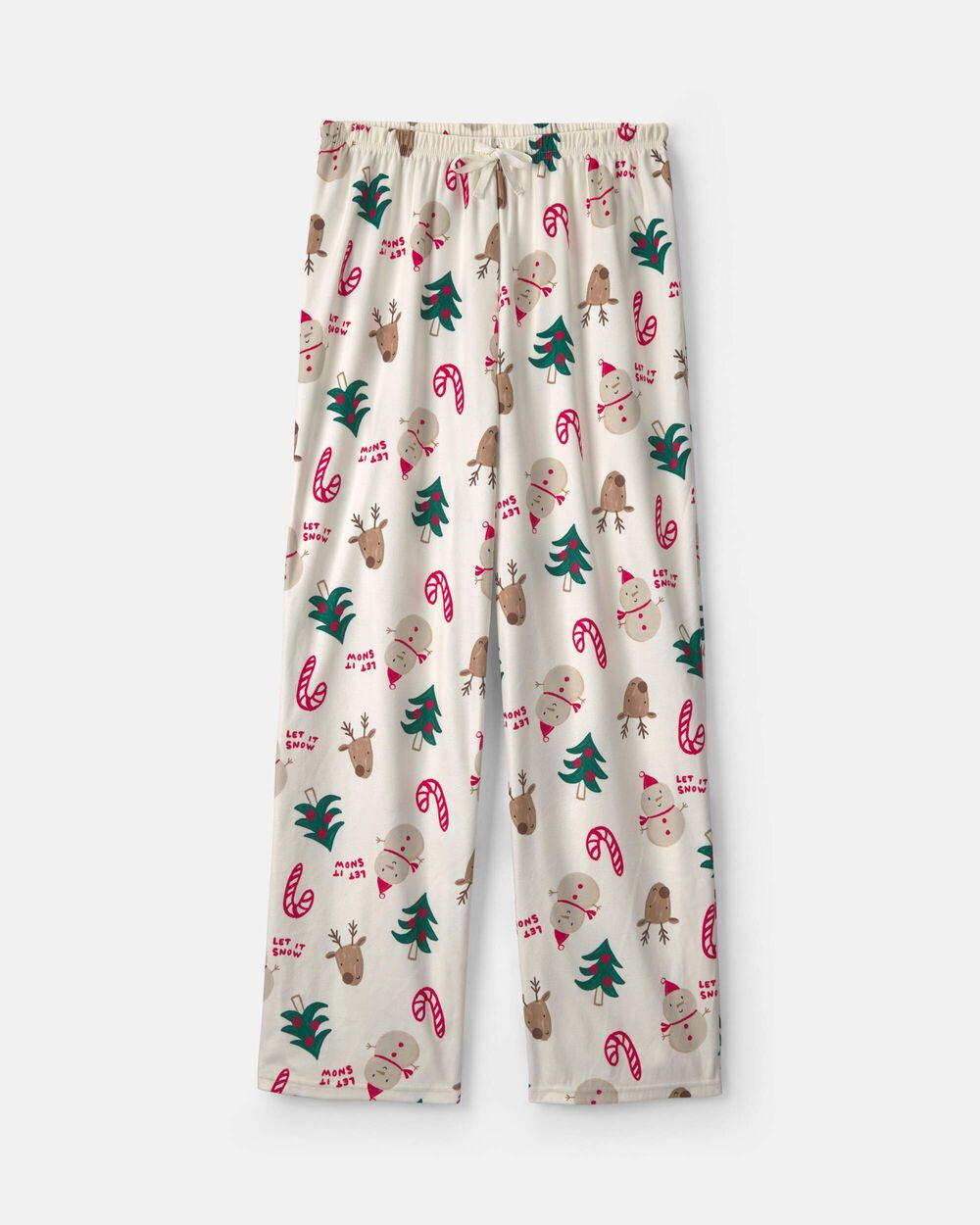 Adult Christmas Icon Fleece Loose Fit Pajama Bottoms - Cream