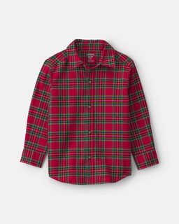 Toddler Boy Plaid Long-Sleeve Button-Down Shirt - Red/Green