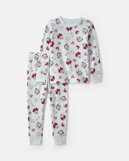Toddler 2-Piece Disney© Mickey Mouse Christmas 100% Cotton Snug Fit Pajama Set - Blue