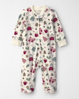Baby Girl Organic Cotton Sleep & Play Pajamas in Winter Wonderland