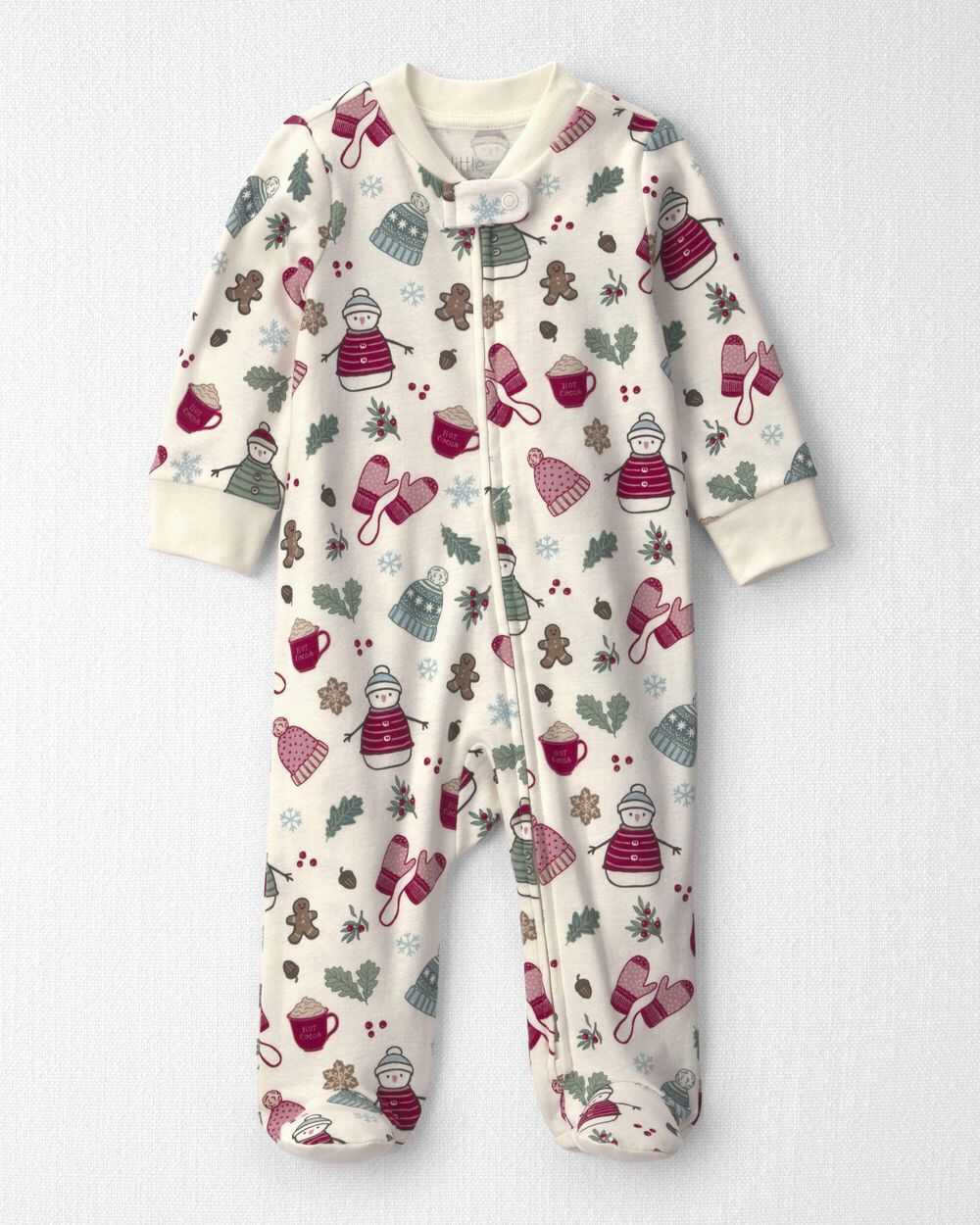 Baby Girl Organic Cotton Sleep & Play Pajamas in Winter Wonderland