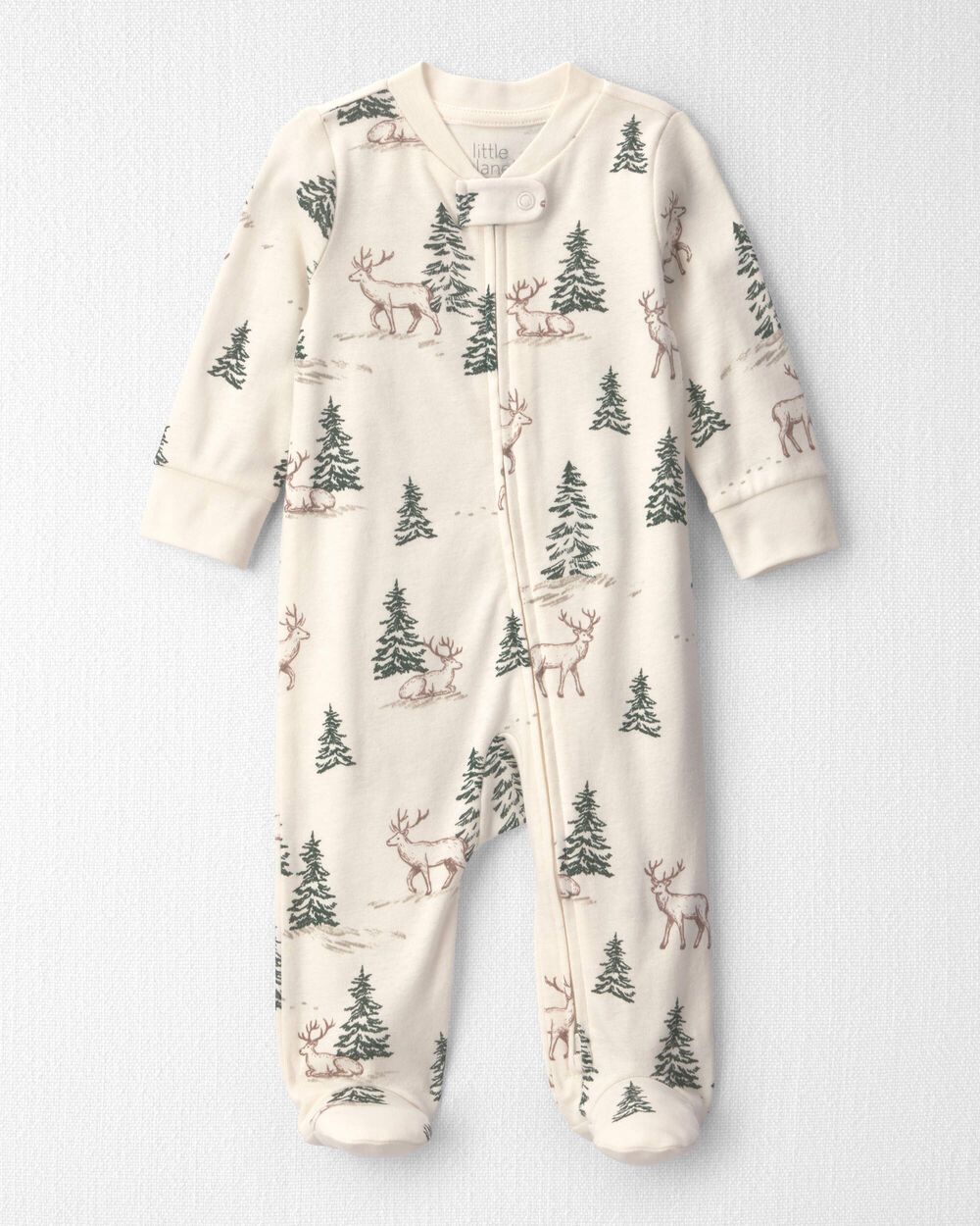 Baby Organic Cotton Sleep & Play Pajamas in Reindeer Forest