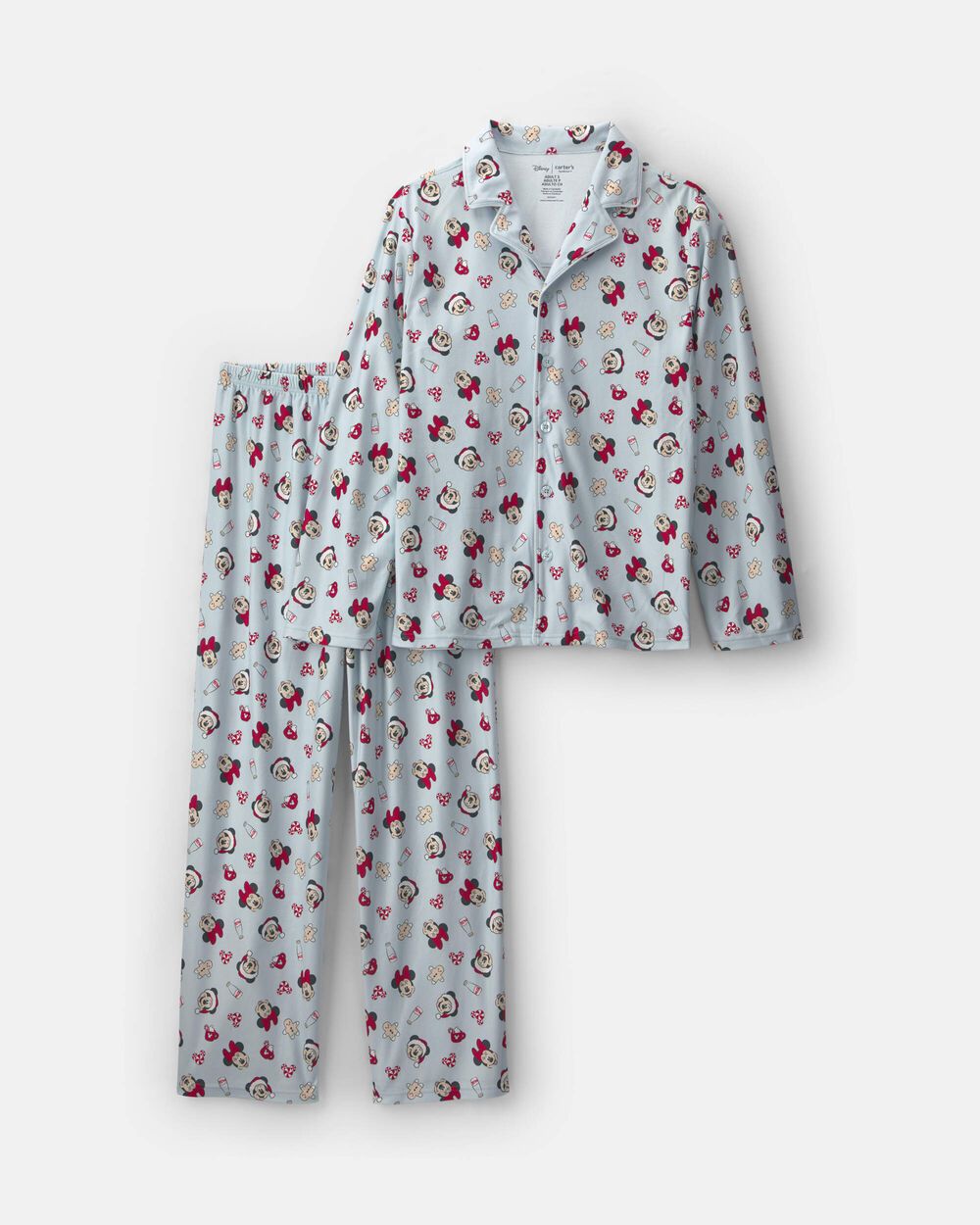 Adult 2-Piece Disney© Mickey Mouse Christmas Fleece Loose Fit Pajama Set - Blue