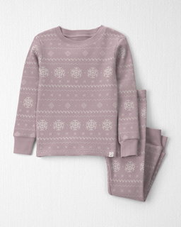 Toddler Girl 2-Piece Fair Isle Waffle Knit Pajamas Made with Organic Cotton
