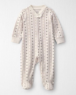 Baby Girl Organic Cotton Sleep & Play Pajamas in Snowflakes