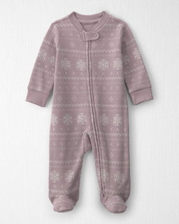 Baby Girl Fair Isle Waffle Knit Sleep & Play Pajamas Made with Organic Cotton